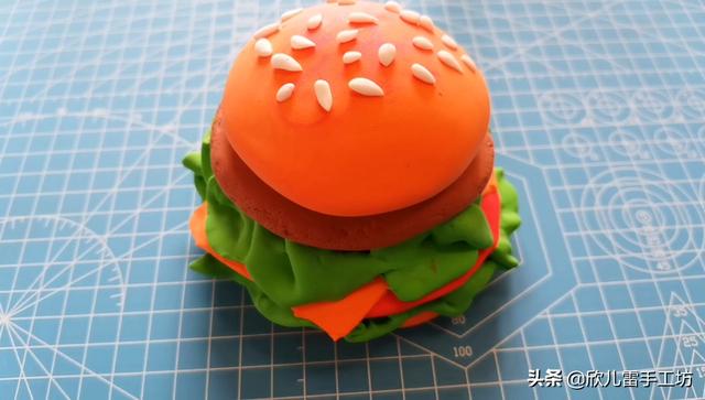 简单好做手工黏土橡皮泥食物汉堡，一看就会适合亲子互动游戏